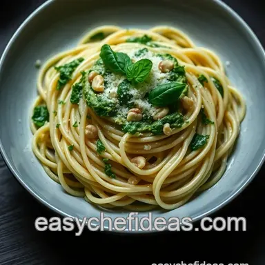 Easy & Delicious Pesto Pasta Meal: My Creamy Linguine Delight Recipe Card