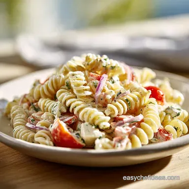 Must Make Potluck Dish with Creamy Pasta Salad in 25 Minutes Recipe Card