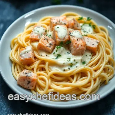 Delicious Salmon Alfredo Pasta: My Favourite Creamy Delight Recipe Card