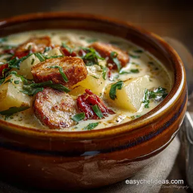 Creamy Sausage and Potato Soup: The Ultimate Tuscan-Inspired Heart-Warmer Recipe Card