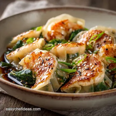 CrispBottom Chicken and Shrimp Dumplings Gyoza Recipe Recipe Card