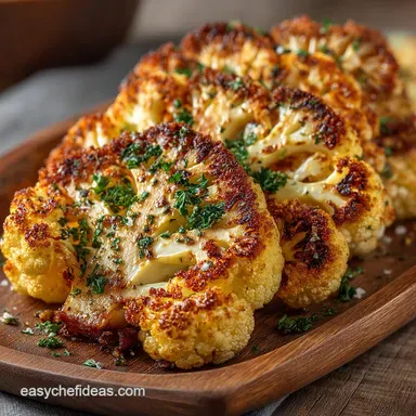 The Golden Crown Perfectly Crispy Baked Cauliflower Steaks Recipe Card