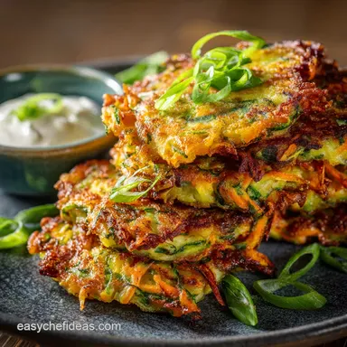 The Crispiest Carrot Courgette Veggie Latkes Recipe Recipe Card