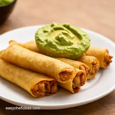 Crispy Chicken Flautas with Avocado Dip - Easy Recipe! Recipe Card