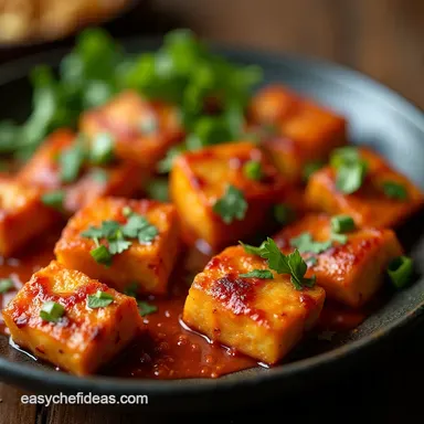 Fiery Chilli Paneer Dry Recipe Perfect IndoChinese Appetizer Recipe Card
