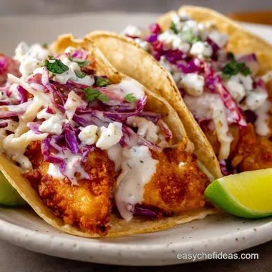 Cod Fish Tacos: Crispy Baja Style with Spicy Crema