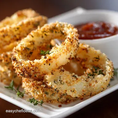 Healthy Baked Onion Rings: Ultra-Crispy Low Fat Panko Recipe Recipe Card