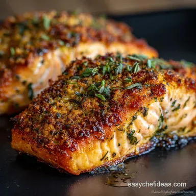 Crispy Parmesan Basil Air Fryer Salmon Ready in Under 20 Minutes Recipe Card