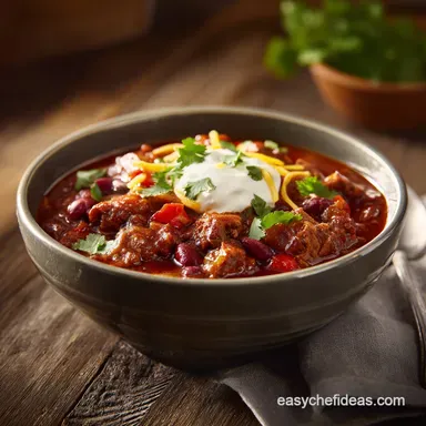 Crockpot Chili Recipe with Ground Beef: 8 Hours Recipe Card