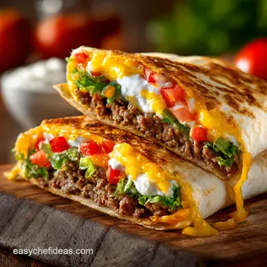 Diner Deluxe Cheeseburger Crunch Wrap All the Flavor Perfect Crunch Recipe Card