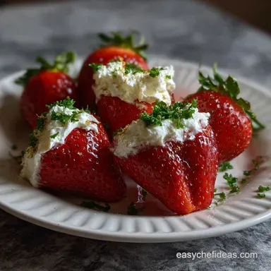 Deviled Strawberry Recipe: Easy Valentines Day Dessert Idea with Cream Cheese - No-Bake Recipe Card