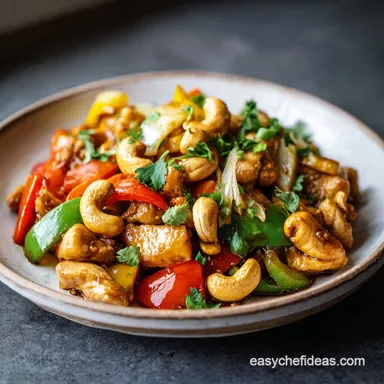 Cashew Chicken Recipe for 4 Servings Recipe Card