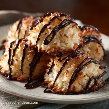 Chocolate Drizzled Coconut Macaroons: Chewy, Easy, and Gluten Free Recipe Card