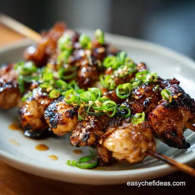 Easy Japanese Chicken Yakitori Skewers for 4 Servings Recipe Card