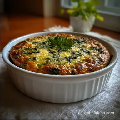 Easy Crustless Spinach Pie: Velvety Custard Recipe Card