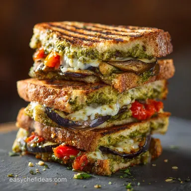 Eggplant Panini with Pesto Ultra-Crispy Grilled Vegetarian Lunch