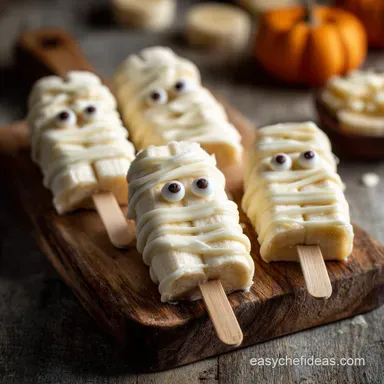 Frozen Halloween Banana Popsicles Easy Mummy Treats Recipe Card
