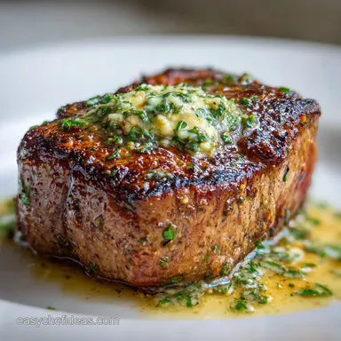 Filet Mignon Recipe with Garlic Butter: Pan-Seared Recipe Card