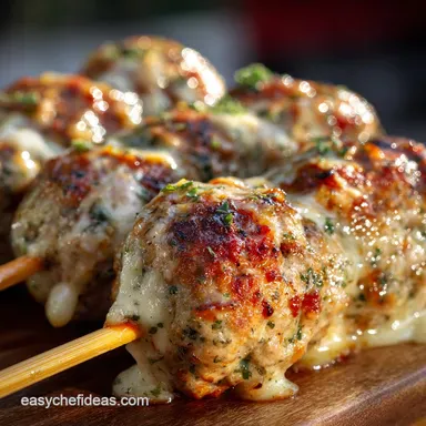 Garlic Butter Meatball Subs on a Stick The Cheesy Party Kebab Recipe Card
