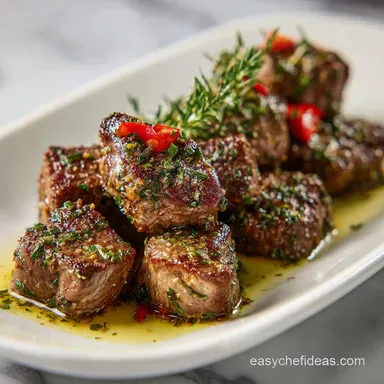 Garlic Butter Steak Bites for 4 Servings Recipe Card