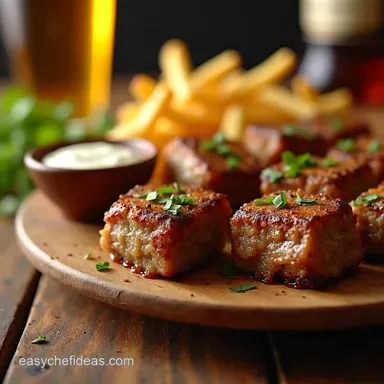 Irresistible Garlic Butter Beef Cubes Pub Style Steak Bites Recipe Card