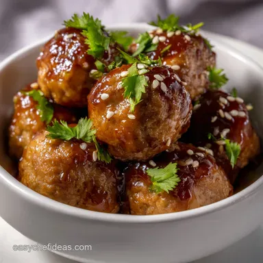 Asian Turkey Meatballs: Sticky Ginger Glaze Recipe Quick Dinner Recipe Card