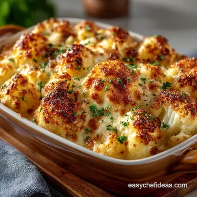 Best Cheesy Cauliflower Bake Recipe Easy Comfort Food Recipe Card