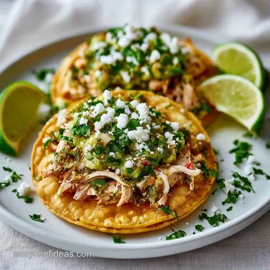 Slow-Cooked Green Salsa Chicken Tostadas Recipe Card