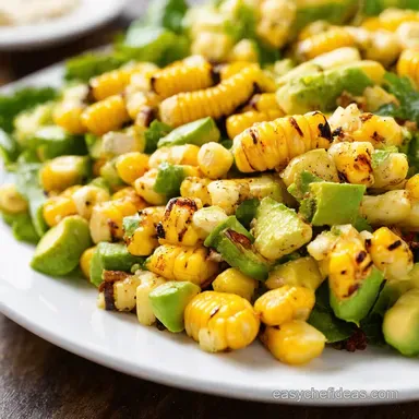Best Summer BBQ Side Dishes Grilled Corn Avocado Salad Recipe Card