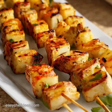 Grilled Halloumi Skewers Easy Grilling Side Dishes Recipe Card