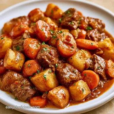 Ground Beef Vegetable Stew with Potatoes Recipe Card