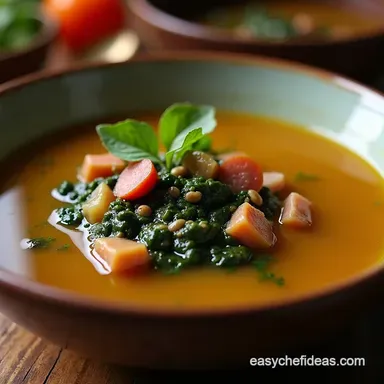 The Best Swamp Soup With Turnip Greens Recipe Rustic Dinner Recipe Card