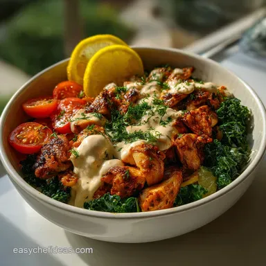 Protein Bowl: Spicy Harissa Chicken Power Greens Recipe Card