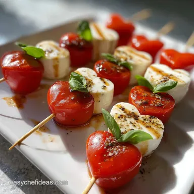 Delicious Valentines Day Finger Food Idea with Heart Shaped Caprese: Romantic Appetizer Recipe Card