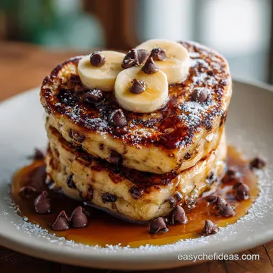 HeartShaped Chocolate Chip Banana Pancakes: Perfectly Fluffy Brunch Recipe Card