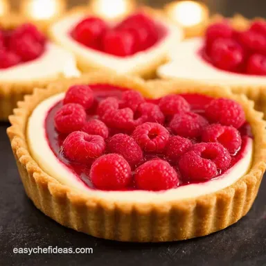 Valentines Themed Food Heart Raspberry White Chocolate Tart Recipe Card
