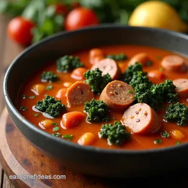 Hearty Italian Sausage Kale Soup Tuscan Comfort Food Recipe Card