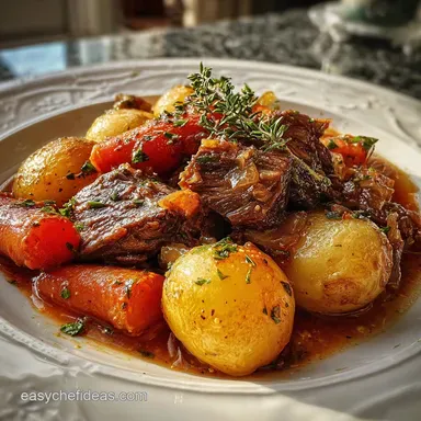 Hearty Lazy Day Crockpot Meal: Slow Cooker Beef and Potato Casserole Recipe Card