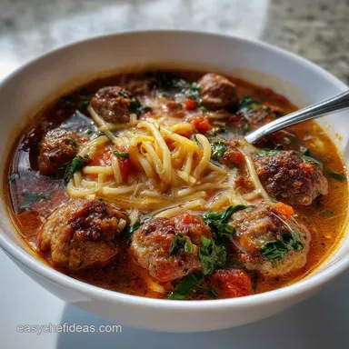 Meatball and Spaghetti Soup: The Ultimate Comfort Meal Recipe Recipe Card