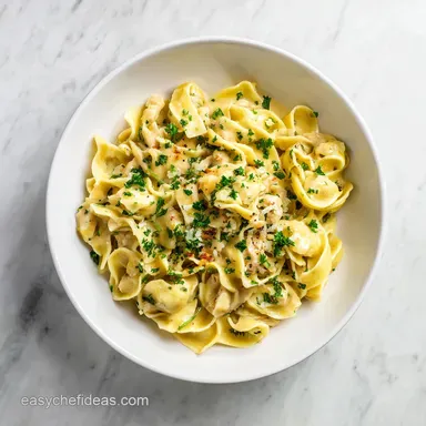 Homemade Creamy Garlic Pasta: Silky Ribbons for 4 Servings Recipe Card