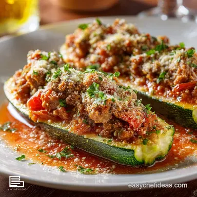 Stuffed Zucchini with Sausage Boats The Best Italian Parmesan Recipe Recipe Card