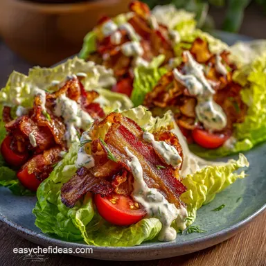 BLT Lettuce Wraps Recipe: Low-Carb Healthy with Zingy Aioli Recipe Card