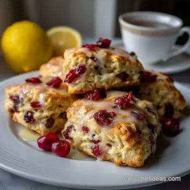 Lemon Cranberry Scones: Bright Buttery Bakery Style Recipe Card