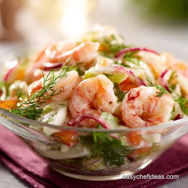 Classic Shrimp Salad with Dill Easy Healthy Lunch Idea Recipe Card