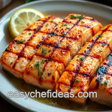 Delicious Fish and Lemon Recipes: My Lemon Herb Grilled Salmon Recipe Card