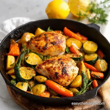 Easy Lemon Herb Chicken Veggies One Pan Magic Recipe Card