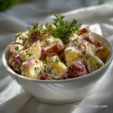 Red Potato Salad Light on Mayo: Zesty, Quick & Healthy Side Recipe Card
