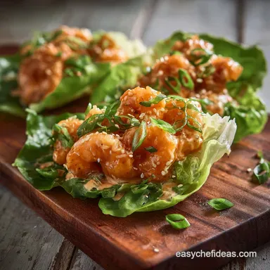 LowCarb Buffalo Shrimp Lettuce Wraps: Quick Easy 30-Minute Dinner Recipe Card