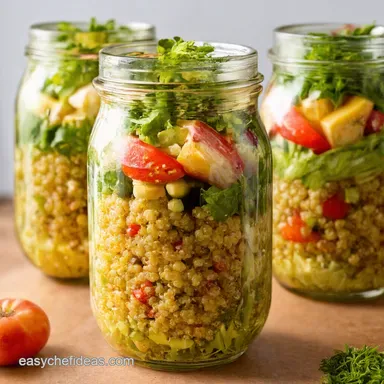 Summer Meal Prep Mediterranean Quinoa Salad Jars Recipe Card