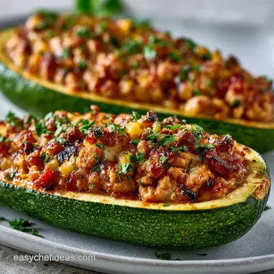 Zucchini Boats with Ground Turkey Recipe Card